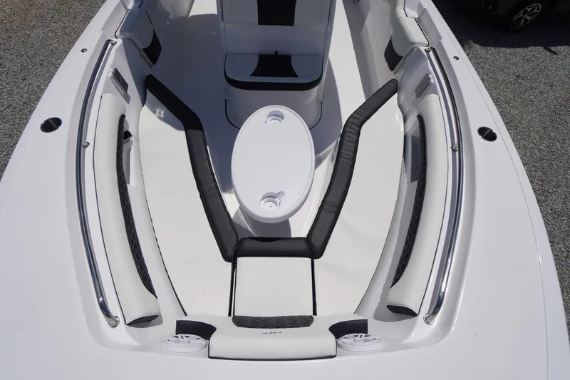 Slide: The Image of 2026 Tidewater 232 LXF boat interior with sleek seating and modern design. - 13