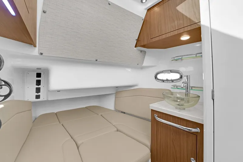 Slide: The Image of Luxurious interior of 2020 Boston Whaler 380 Outrage, featuring elegant seating and modern amenities. - 48