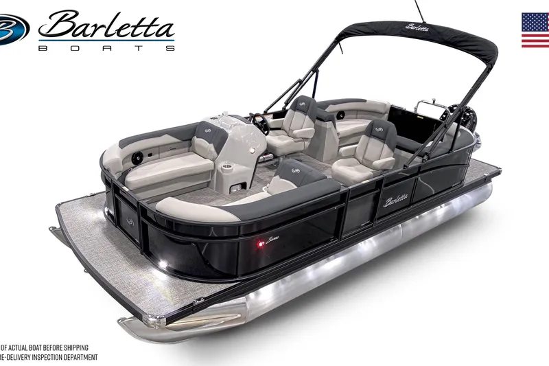Slide: The Image of 2026 Barletta Sanza S22QC pontoon boat with sleek design and comfortable seating. - 3
