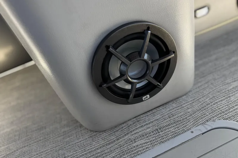 Slide: The Image of Speaker in 2023 SunCatcher Elite 326 SE boat interior, featuring sleek design and modern audio. - 15