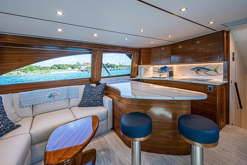 Slide: The Image of Luxurious interior of the 2026 Viking 54 Convertible yacht. - 33