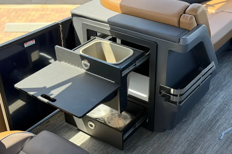 Slide: The Image of Bennington 22 M Quad Bench 2026 with integrated storage and seating features. - 10