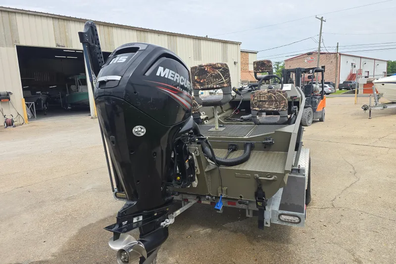 Slide: The Image of 2019 Gator Trax 18X54 boat with Mercury 115 outboard motor on trailer. - 8