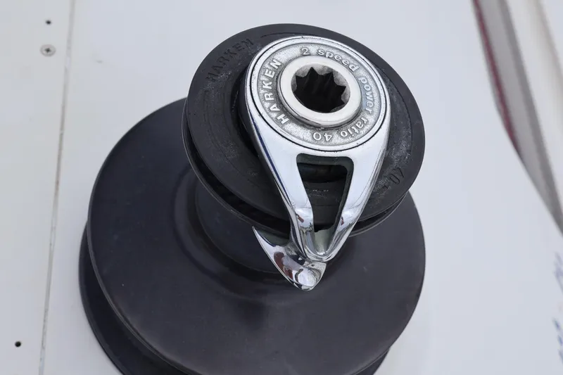 Slide: The Image of Close-up of a Harken winch on a 2000 Sydney 38 sailboat. - 20
