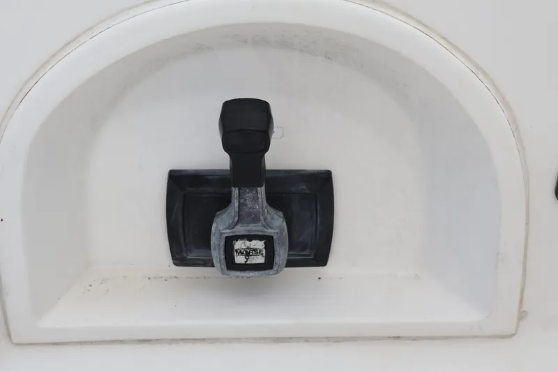 Slide: The Image of Boat throttle control lever on a Sydney 38, year 2000, in a recessed compartment. - 22