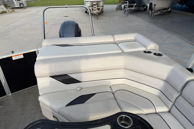 Slide: The Image of 2022 Custom G3 Suncatcher 322FC pontoon boat with spacious seating and cup holders. - 13