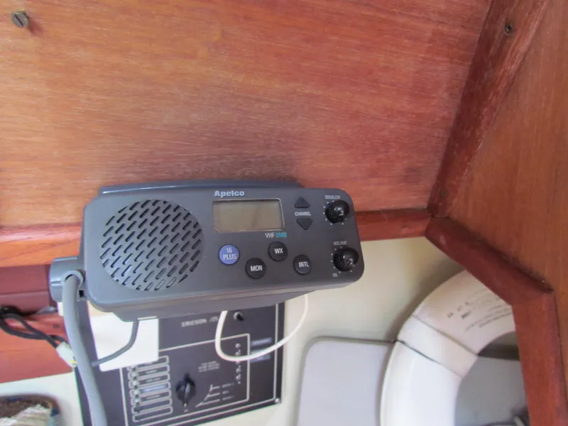 Slide: The Image of Marine radio equipment inside 1982 Ericson 25 sailboat cabin. - 21
