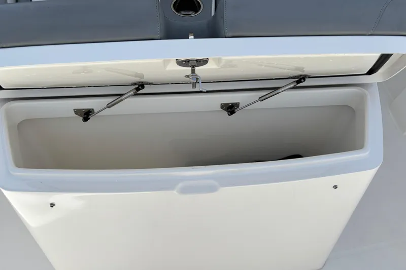 Slide: The Image of Open storage compartment on 2023 Regulator 41 boat, showcasing interior space. - 26