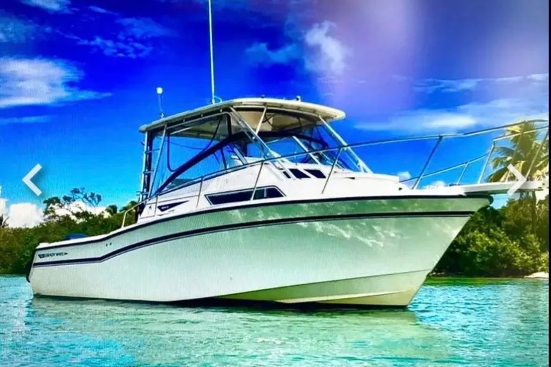 The Image of 1995 Grady-White Marlin 300 boat docked by a scenic waterfront. - 0