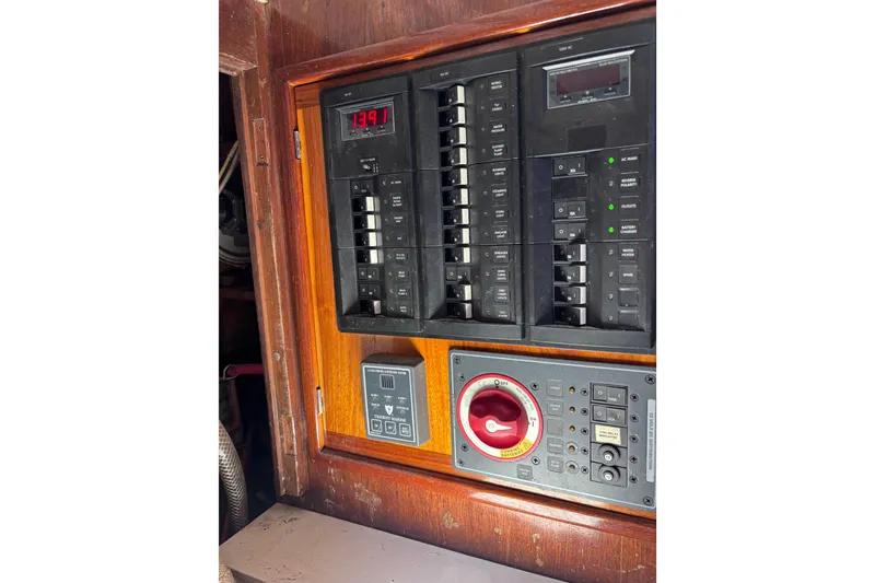 Slide: The Image of Electrical control panel with switches and digital display, Chen make, 1970 model. - 15