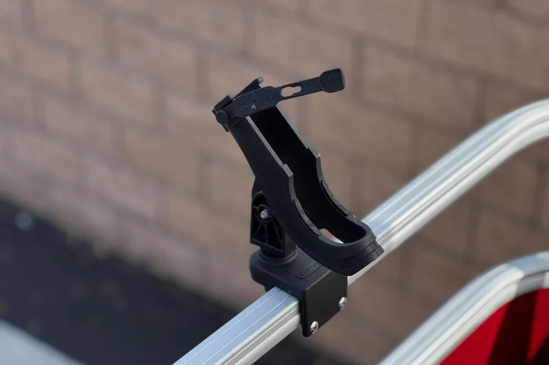 Slide: The Image of Rod holder on 2023 Sun Tracker Party Barge 18 DLX pontoon boat railing. - 19