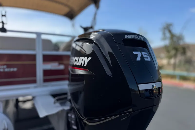 Slide: The Image of 2023 Sun Tracker Party Barge 18 DLX with Mercury 75 outboard motor. - 8