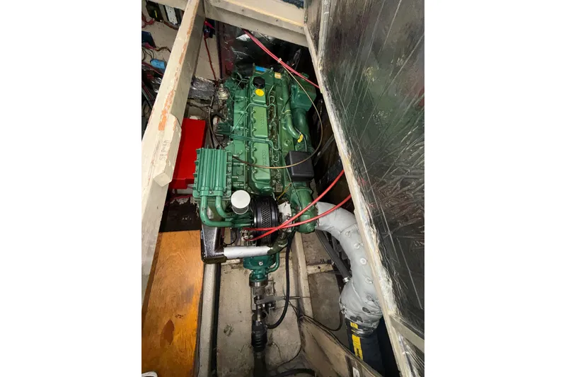 Slide: The Image of Engine compartment of a 1979 Uniflite 37 Coastal Cruiser boat. - 36