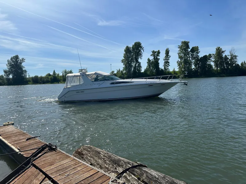 Slide: The Image of 1993 Sea Ray Sundancer 370 on a calm river. - 47