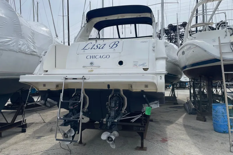 Slide: The Image of 1999 Sea Ray 290 Sundancer boat named "Lisa B" in dry dock, Chicago. - 5