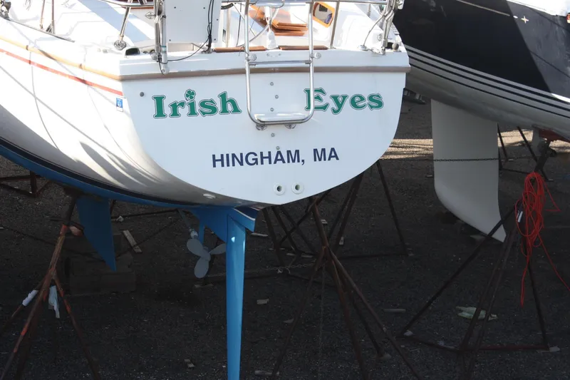 Slide: The Image of Catalina 36 sailboat named "Irish Eyes" in Hingham, MA, 1986 model. - 8