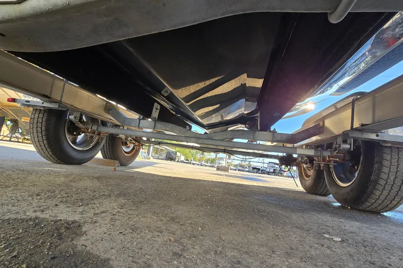 Slide: The Image of Underneath view of a 2019 Regal 2000 ES Bowrider on a trailer. - 17