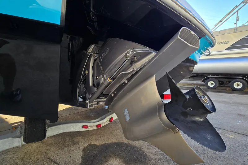Slide: The Image of 2019 Regal 2000 ES Bowrider boat propeller and stern drive close-up. - 19