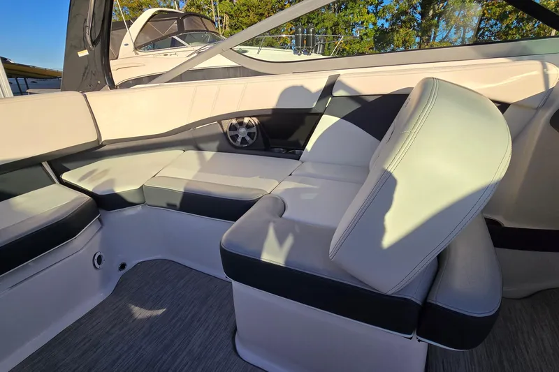 Slide: The Image of Interior seating of a 2019 Regal 2000 ES Bowrider boat, featuring sleek, modern design. - 33