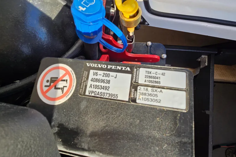 Slide: The Image of Volvo Penta engine label on 2019 Regal 2000 ES Bowrider boat. - 35