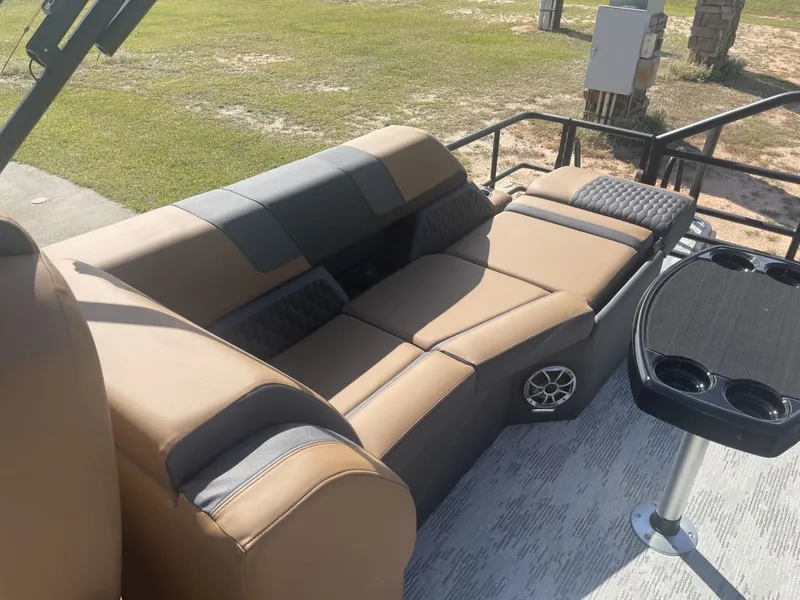 Slide: The Image of 2026 Sylvan L-3 LZ DH pontoon boat with luxurious seating area. - 12