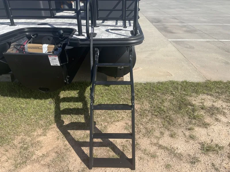 Slide: The Image of Sylvan L-3 LZ DH 2026 boat with ladder on grass. - 5