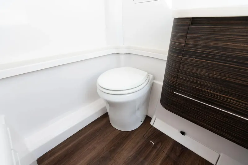 Slide: The Image of Manufacturer Provided Image: Modern bathroom in 2025 Phenom 37 with sleek design and wood flooring. - 22