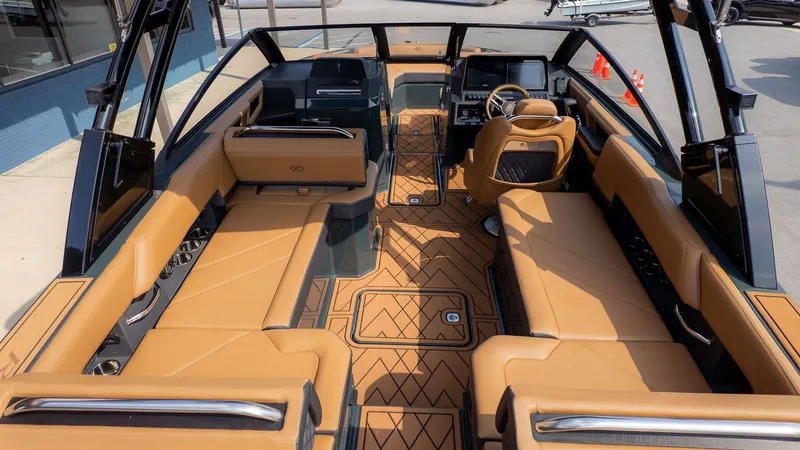 Slide: The Image of 2026 Cobalt R6 boat interior with luxurious leather seating. - 7