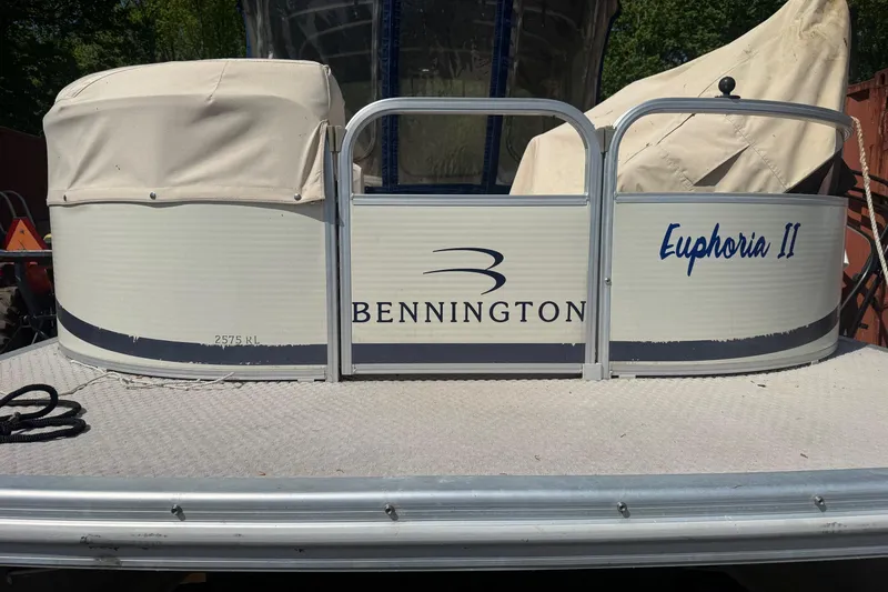 Slide: The Image of 2005 Bennington 2575RL pontoon boat, named Euphoria II, with protective covers. - 4