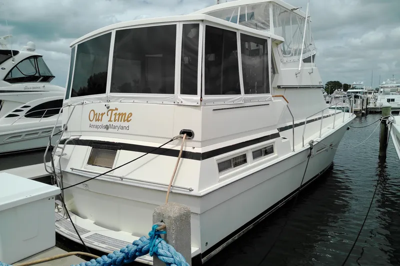 Slide: The Image of 1986 Viking 44 Motor Yacht docked in Annapolis, Maryland, named "Our Time." - 27