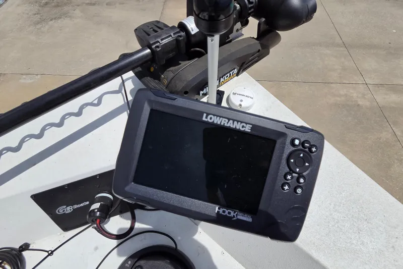 Slide: The Image of Lowrance fish finder on 2022 G3 Bay 18 GX boat with Minn Kota trolling motor. - 10