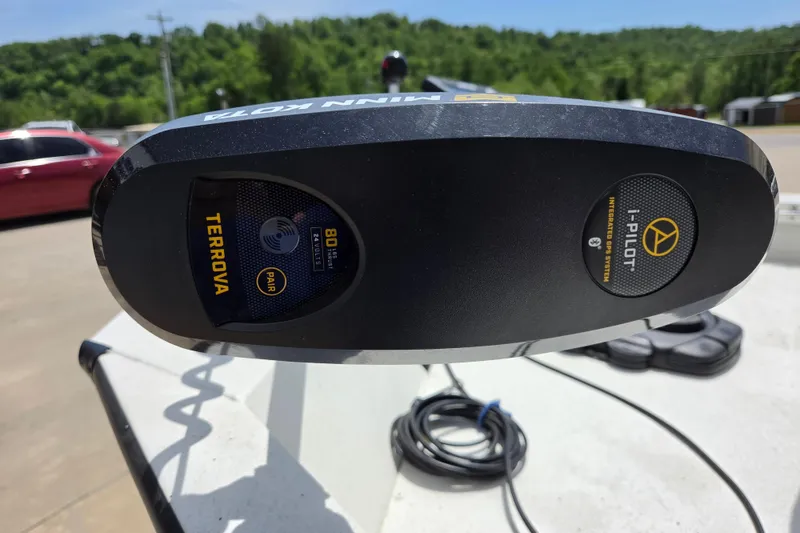 Slide: The Image of 2022 G3 Bay 18 GX boat with Terrova i-Pilot GPS system, parked outdoors. - 20