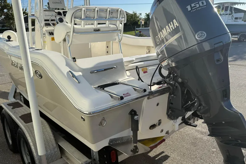 Slide: The Image of 2014 Key West 203 FS boat with Yamaha 150 engine on trailer. - 5