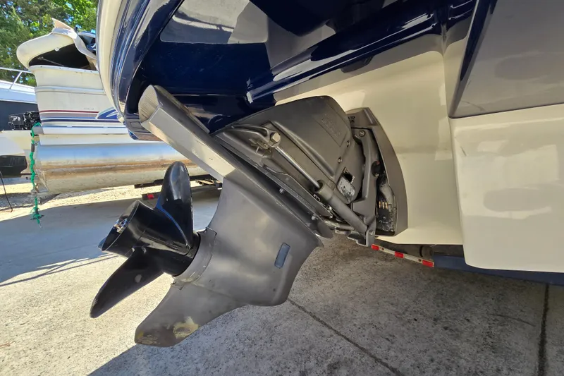 Slide: The Image of 2010 Chaparral Sunesta 224 boat stern drive and propeller detail. - 17