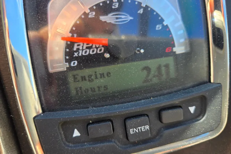 Slide: The Image of Close-up of 2010 Chaparral Sunesta 224 engine hours display showing 241 hours. - 46