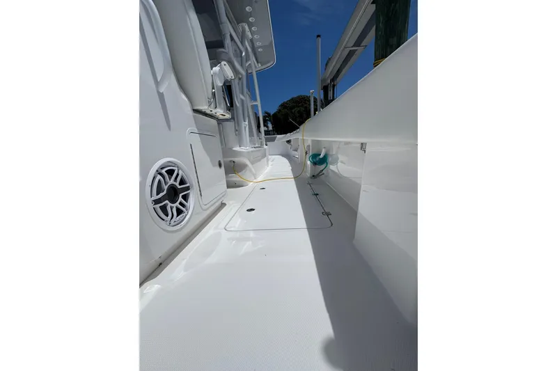 Slide: The Image of 2024 Invincible 35 Catamaran deck view, showcasing sleek design and modern features. - 23