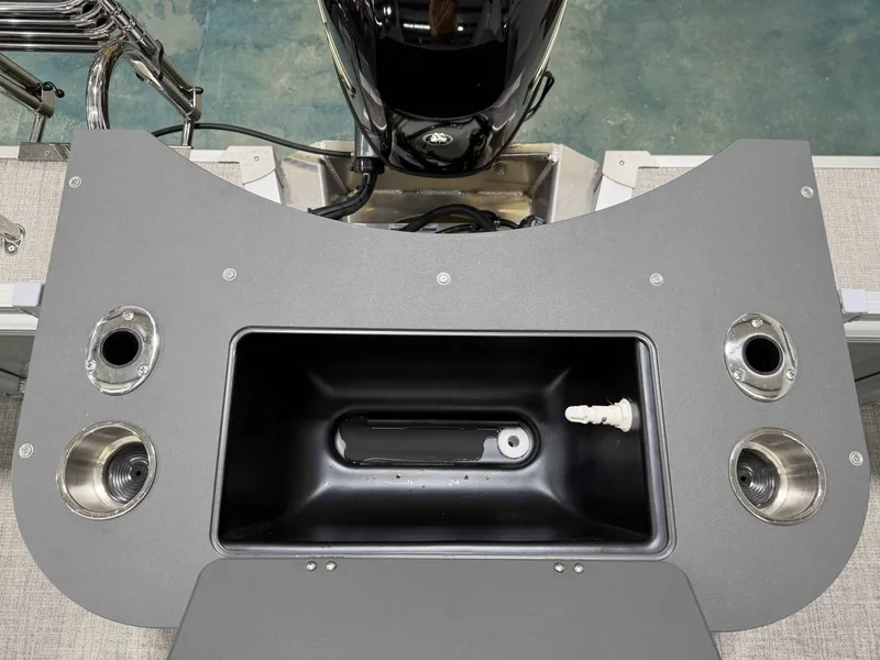 Slide: The Image of Avalon Venture 85, 2026, fishing area with motor view. - 14