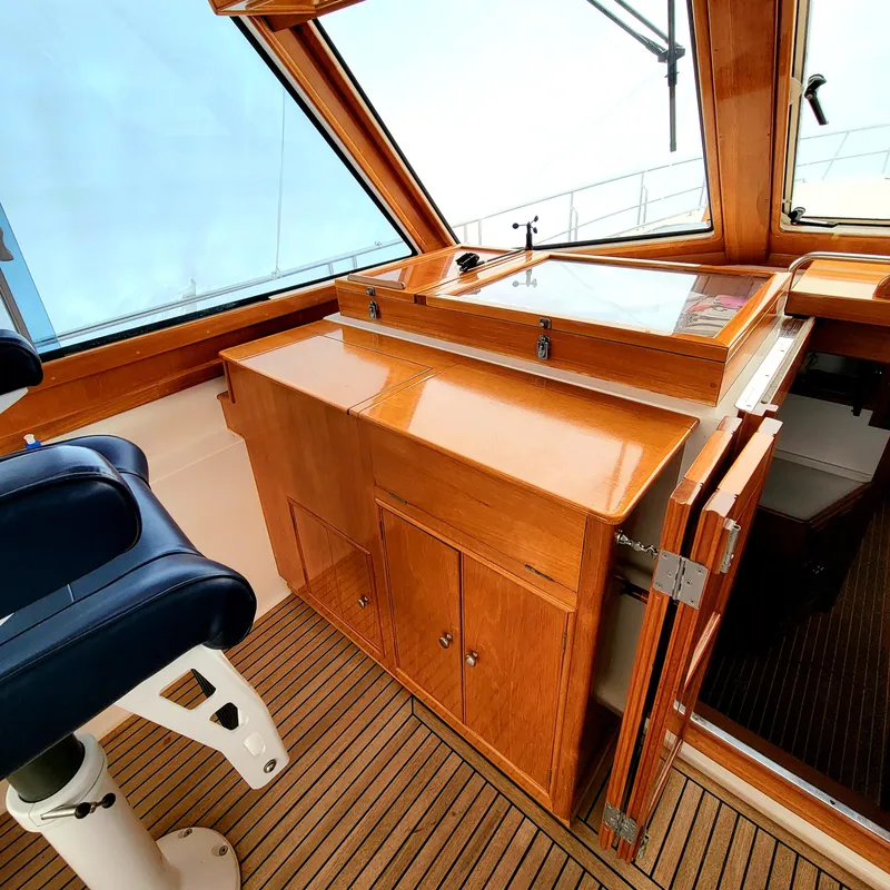 Slide: The Image of Interior of 2004 Grand Banks 49 Eastbay HX with wooden cabinetry. - 8