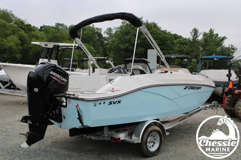 Slide: The Image of 2025 Starcraft SVX 171 OB boat with Mercury outboard motor. - 3