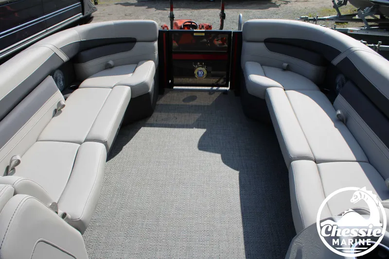 Slide: The Image of Interior of 2025 Barletta CABRIO C24U with gray upholstered seating. - 11