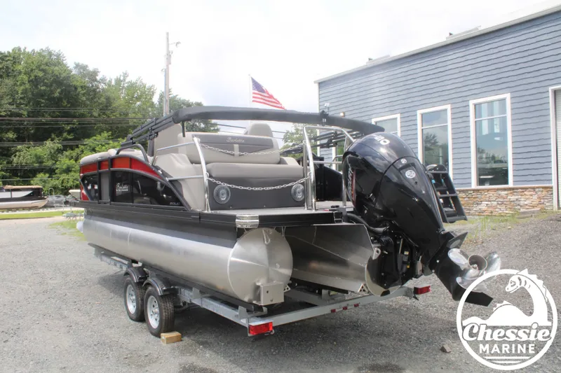 Slide: The Image of 2025 Barletta Cabrio C20UC pontoon boat on trailer, exterior view. - 6