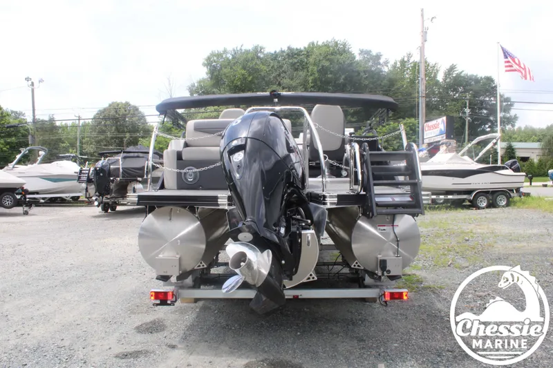 Slide: The Image of Rear view of 2025 Barletta Cabrio C20UC pontoon boat on trailer. - 7