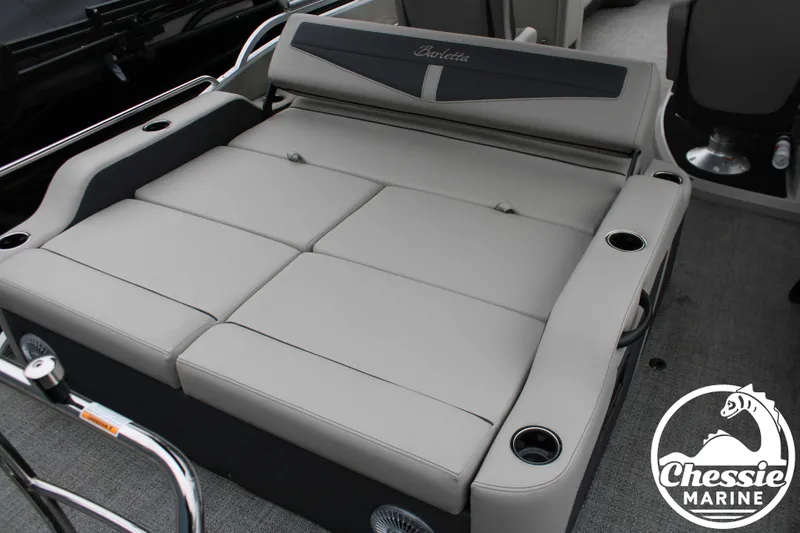 Slide: The Image of 2025 Barletta Cabrio C24UC boat with gray cushioned seating. - 16