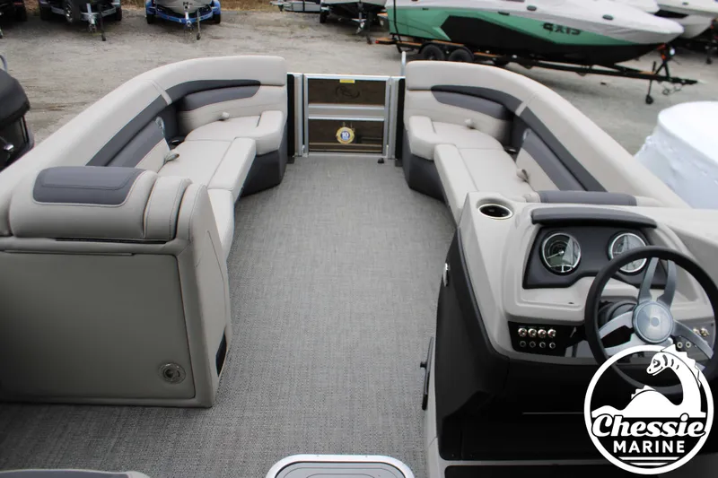 Slide: The Image of Interior of 2025 Barletta CABRIO C24UC pontoon boat with luxurious seating. - 19