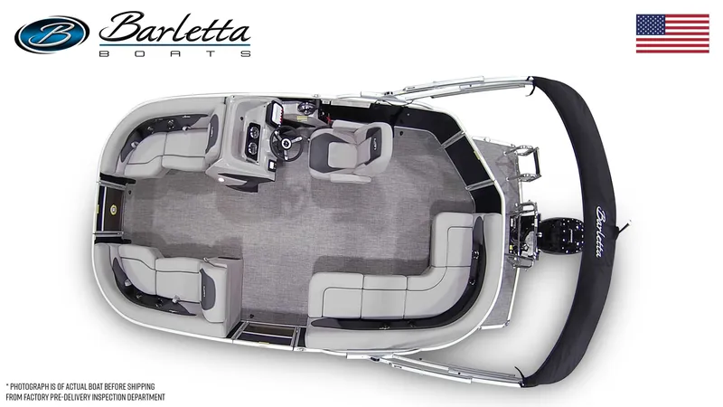 Slide: The Image of Aerial view of Barletta Aria 20L pontoon boat, 2026 model. - 7