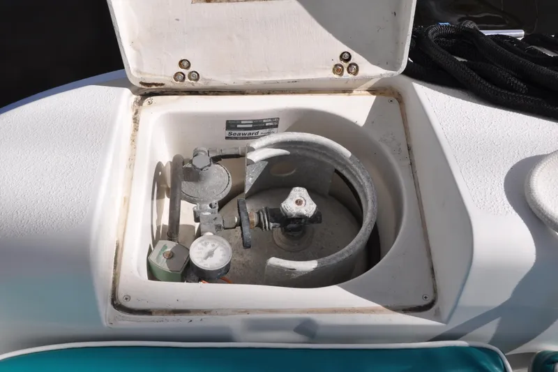 Slide: The Image of Propane tank compartment on a 2003 Catalina 387 sailboat. - 27