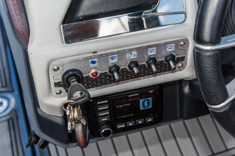Slide: The Image of Control panel of 2017 Cruisers Sport Series 298 Bow Rider South Beach Edition boat. - 13