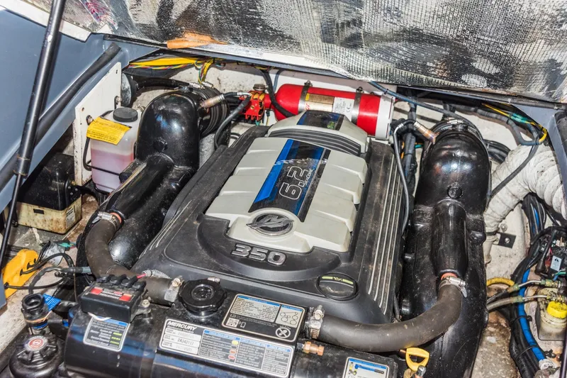 Slide: The Image of Engine compartment of 2017 Cruisers Sport Series 298 Bow Rider South Beach Edition. - 33