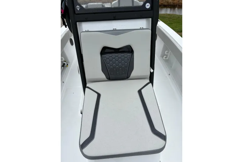 Slide: The Image of 2024 Scarab 235 ID boat seat with modern design and hexagonal pattern detail. - 10