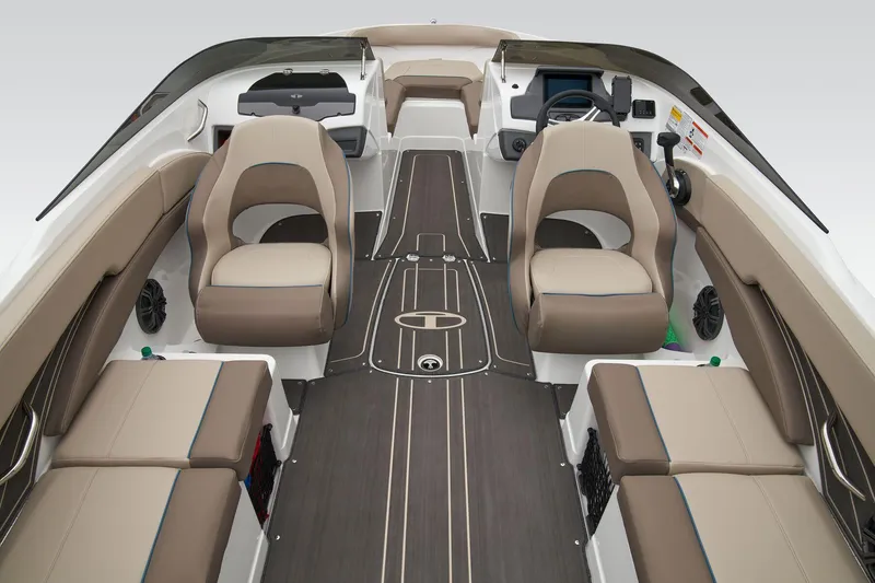 Slide: The Image of Manufacturer Provided Image: 2025 Tahoe 210 S boat interior with beige seating and sleek design. - 6